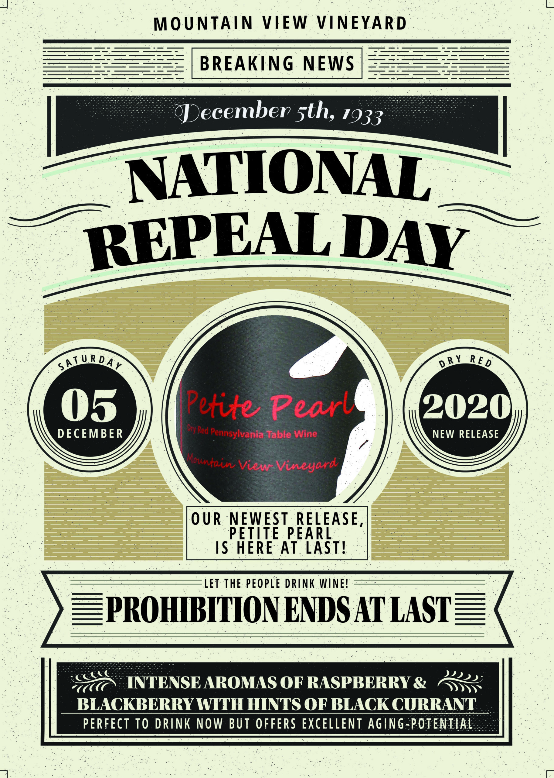 Petite pearl national repeal day Mountain View Vineyard